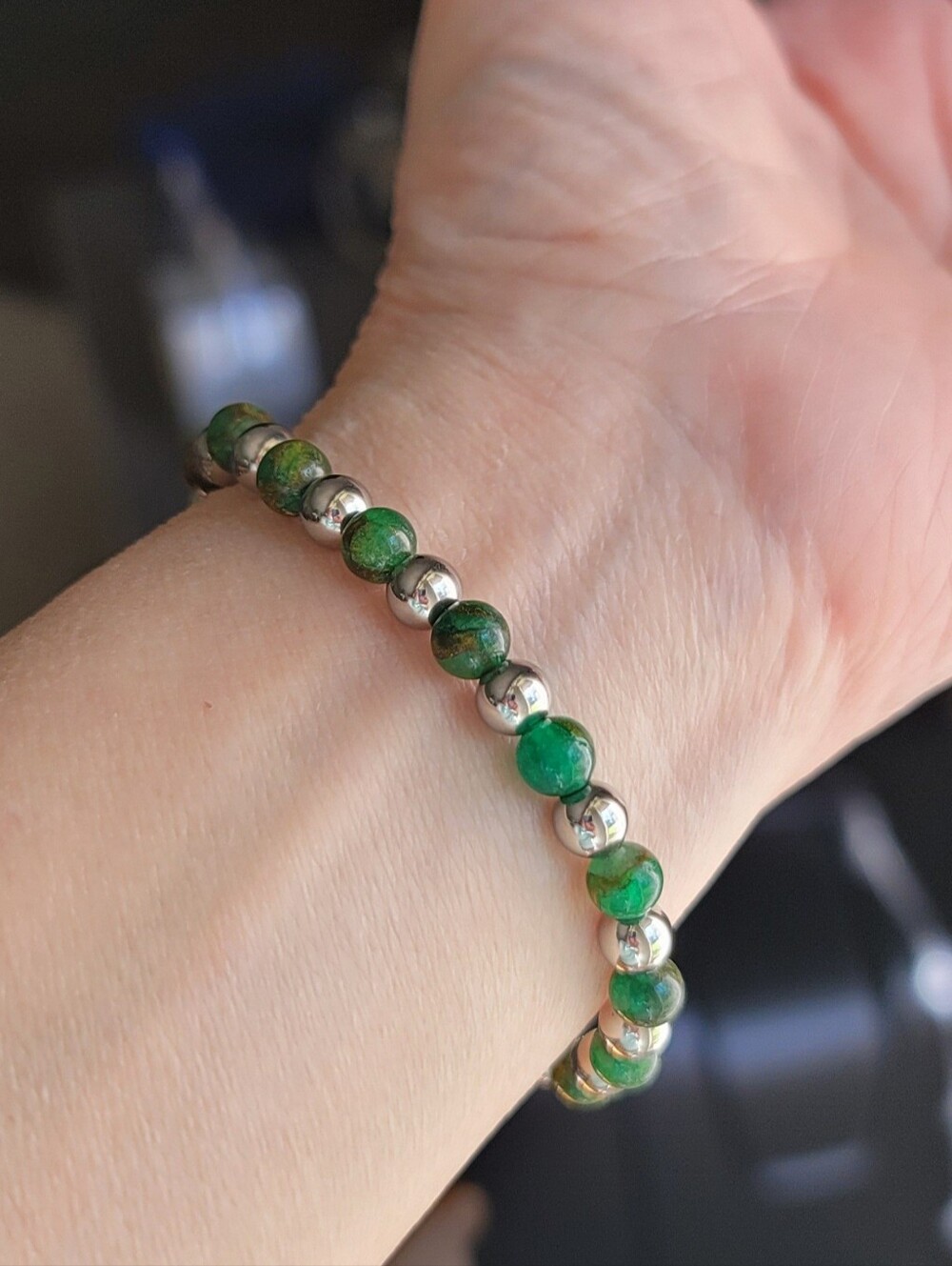 Rustic Cuff Hansen Green Silver Bracelet